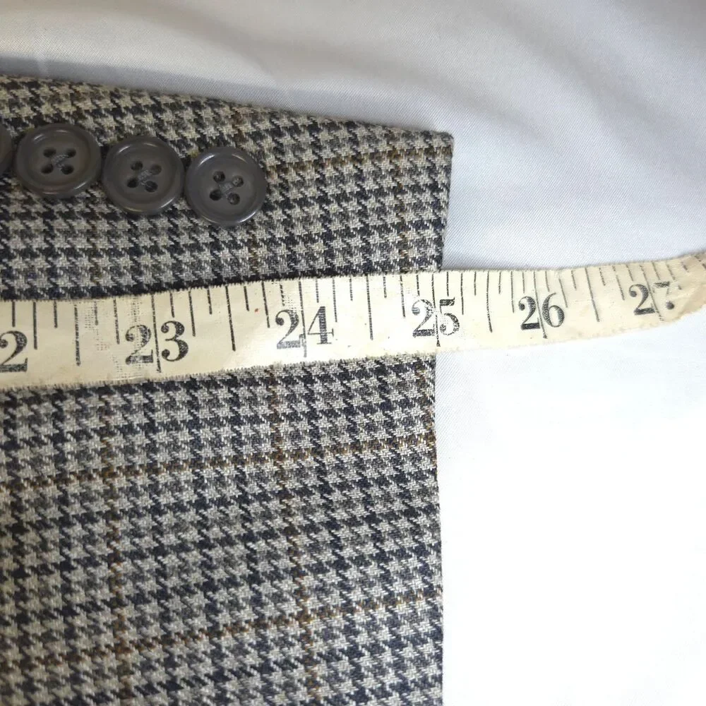 Hart Schaffner Marx Gray Black Tan Houndstooth 2-Button Blazer Men's 43R‎